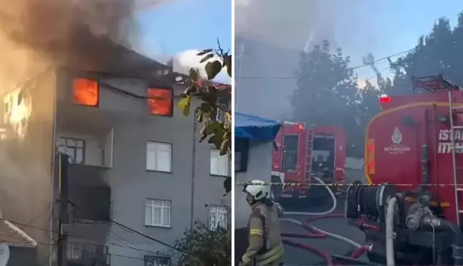 Ümraniye'de tadilat esnasında tüp patladı, çatı katı alev alev yandı