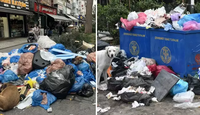 Buca Belediyesi'nde grev var, sokaklar çöplüğe döndü