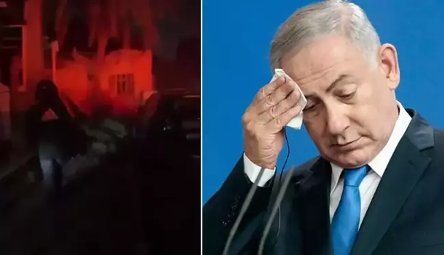 İsrail'de siren sesleri susmadı! Netanyahu'nun konutuna işaret fişeği