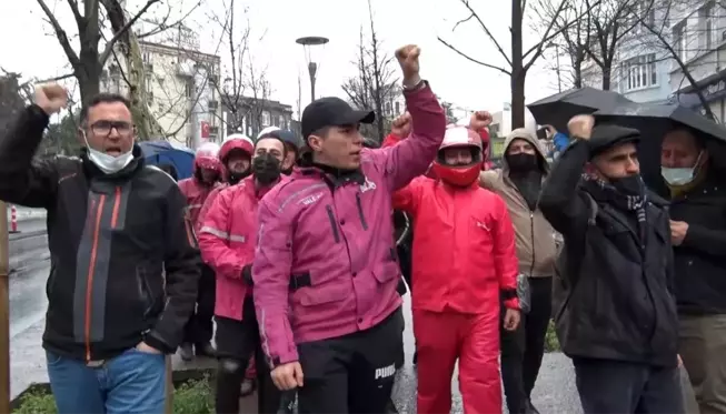 Yemeksepeti çalışanları Almanya Başkonsolosluğu önünde eylem yaptı