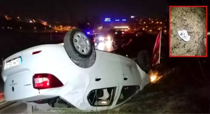 Takla atan otomobilden çıkanların ilk derdi uyuşturucu maddeyi saklamak oldu