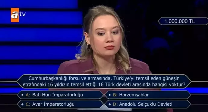 Cumhurbaşkanlığı forsu ve armasında, Türkiye'yi temsil eden güneşin etrafındaki 16 yıldızın temsil ettiği 16 Türk devleti arasında hangisi yoktur?