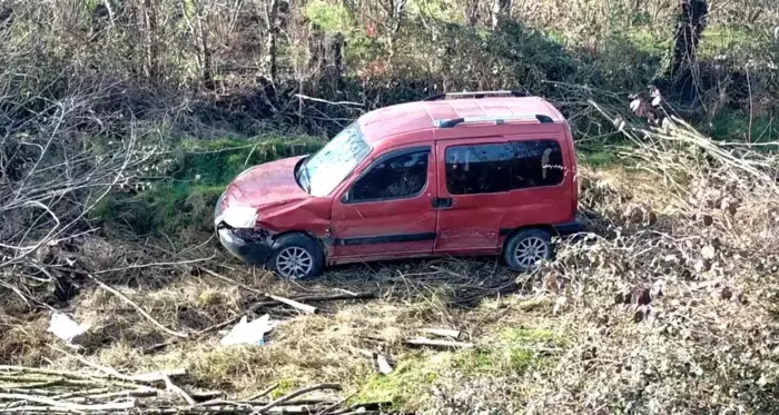 Hafif ticari araç şarampole devrildi: 4 yaralı