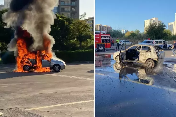 Muayeneden geçemeyen otomobilini ateşe verdi
