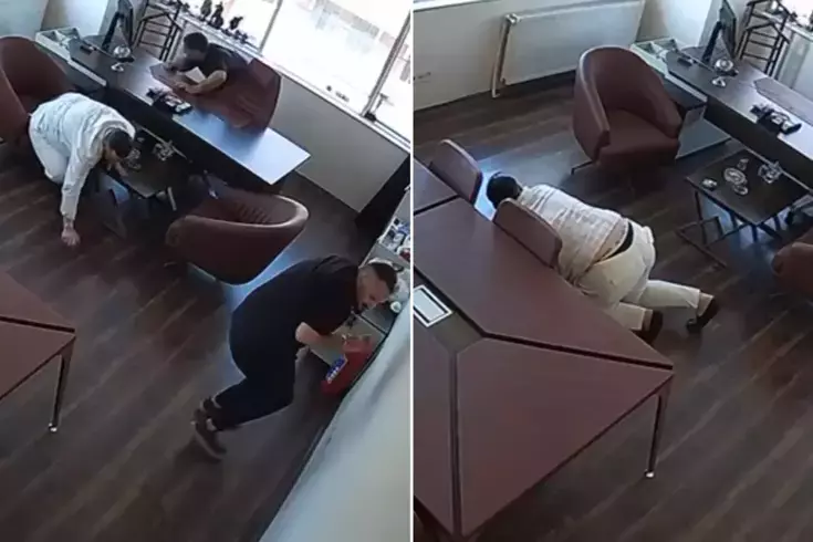 Patron odasına silahlı saldırı! Yere yatarak ölümden kurtuldular