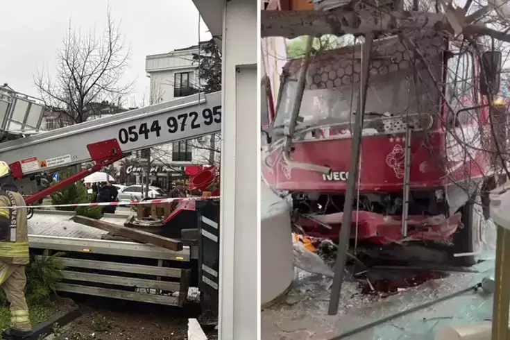 Büyükçekmece'de sepetli vinç diş hekimliği polikliniğine daldı: 2 kişi yaralandı