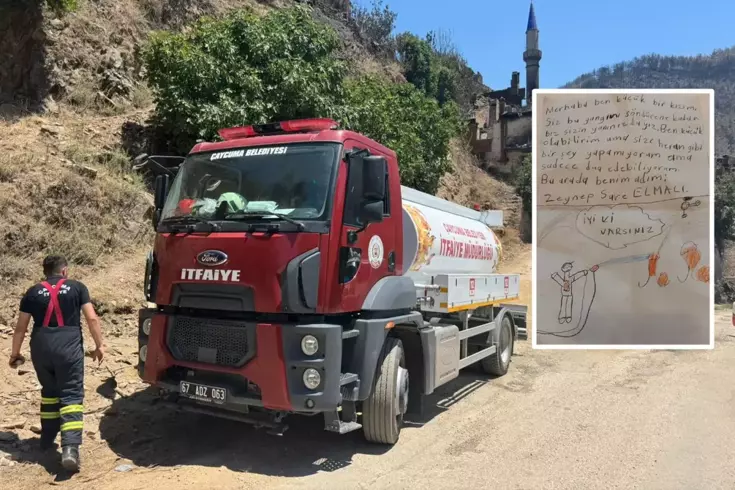 Ödemiş'teki yangın bölgesinde küçük Zeynep'ten itfaiye ekibini duygulandıran not