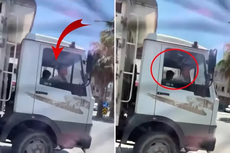 Kocaman kamyonu, küçücük çocuklar kullandı