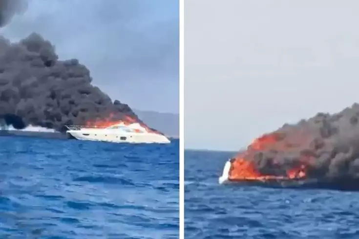 Bodrum'da tam 2 milyon dolarlık yat alev alev yandı