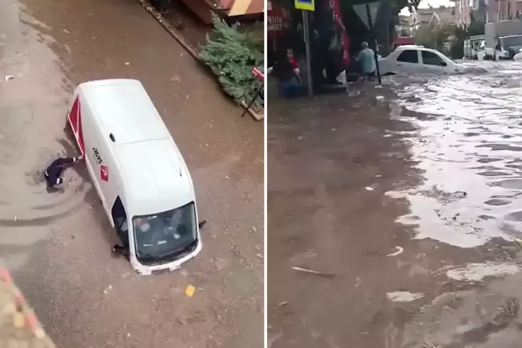 Ankara'da hayat durdu! Araçlar sel sularında sürüklendi