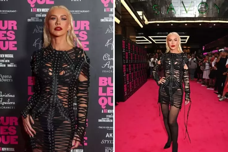 Pop yıldızı Christina Aguilera iç çamaşırını gösteren elbisesiyle galaya damga vurdu