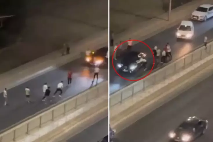 Şehir eşkıyaları, aracın önünü kesip hamile kadına saldırdı