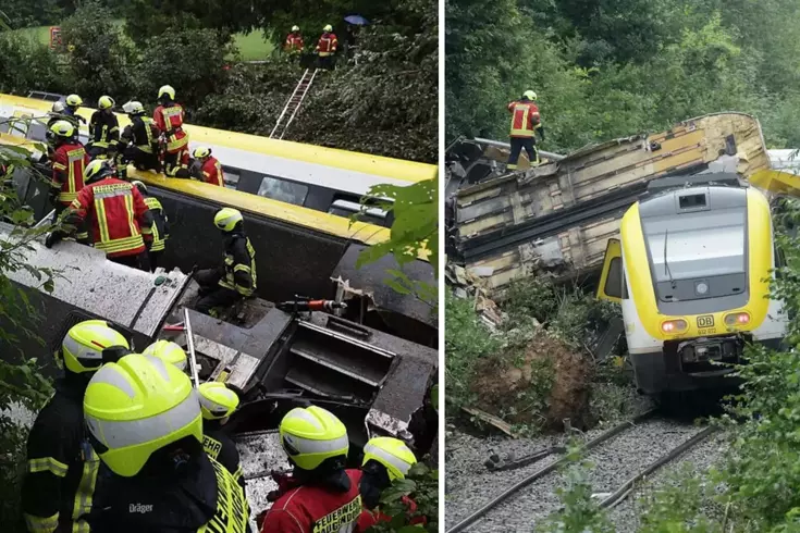 Almanya'da yolcu treni raydan çıkarak devrildi: 3 ölü, 34 yaralı