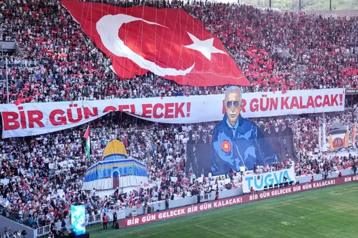 Cumhurbaşkanı Erdoğan'a özel koreografi: Bir yanda Ayasofya, diğer yanda Mescid-i Aksa