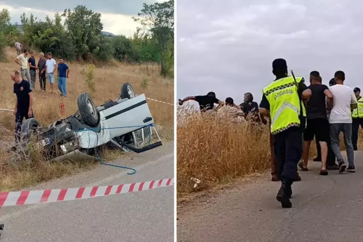 Takla atan otomobilin sürücüsü öldü, yakınları araçta yaralanan kişiye saldırdı