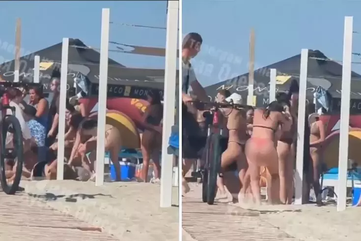 Kadınlar yasaklı Rusça şarkı yüzünden plajda saç başa kavga etti
