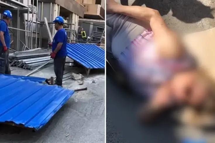 Rüzgarda savrulan demir pano, kadına çarptı