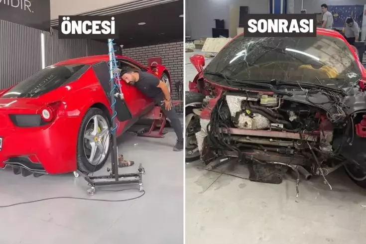 17 milyonluk Ferrari ile test sürüşüne çıkan ustanın hayatı karardı: Aracın kaskosu da yok