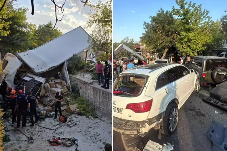 Nevşehir'de freni patlayan kamyon 10 araca çarptı: 6 yaralı