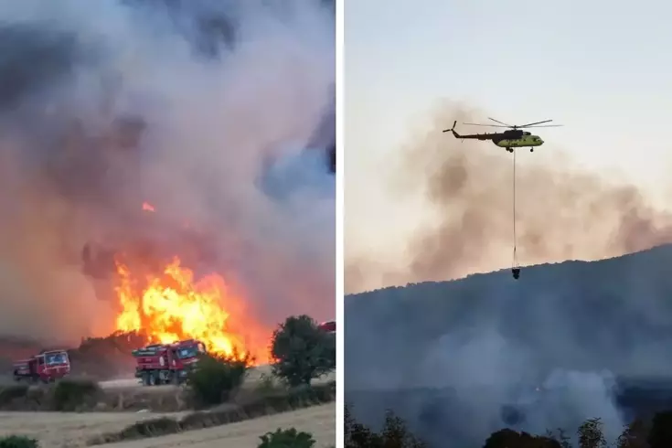 Balıkesir'de arazide çıkan yangın ormanlık alana sıçradı