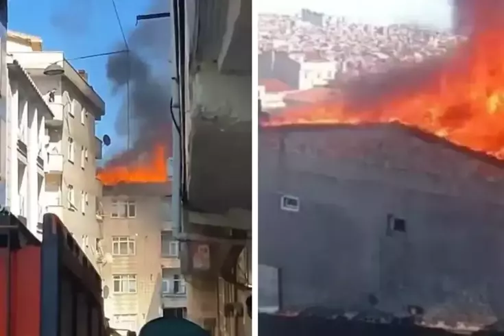 Esenler'de 5 Katlı Bina Çatısında Yangın Çıktı