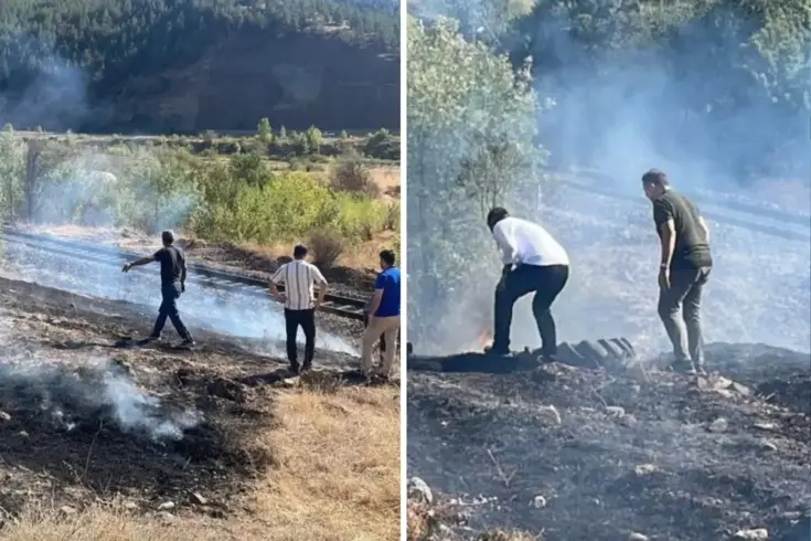 AK Parti milletvekilleri Karabük'teki yangına anında müdahale etti