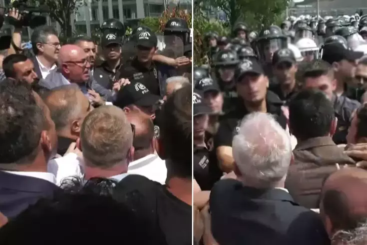 CHP il binası önünde gerginlik! Tansiyon bir anda yükseldi
