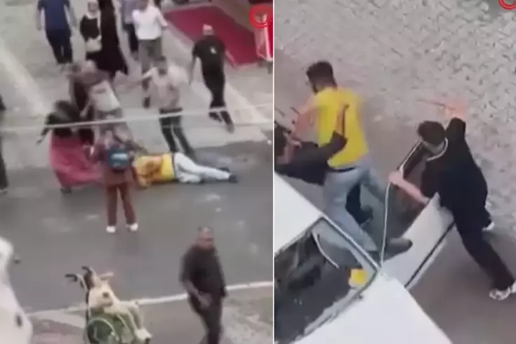 Sokak ortasında birbirlerine öldüresiye saldırdılar