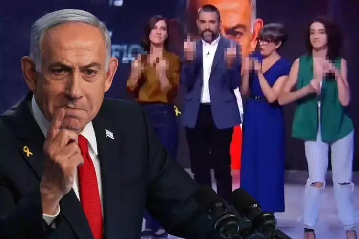 Televizyon programında şoke eden anlar! Netanyahu'ya orta parmak gösterdiler