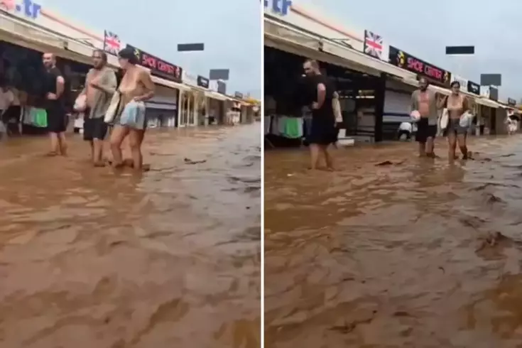 Fethiye'yi sel vurdu! Ölüdeniz Çarşısı'nda yollar göle döndü