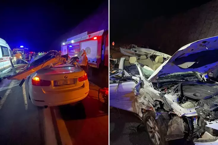 Hurdaya dönen otomobilde yaşlı çifti ölüm ayırdı