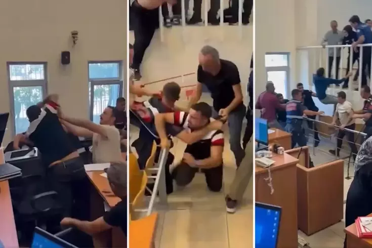 Diyarbakır Adliyesi'nde duruşma salonu içerisinde kavga
