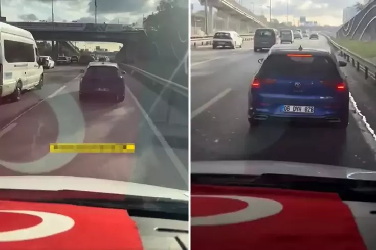 Ambulansa ısrarla yol vermedi