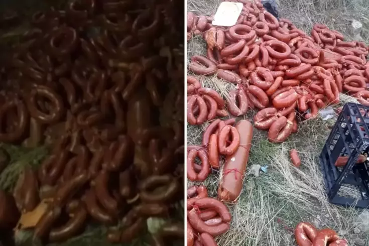 Yüzlerce kilo et ürünü boş araziye atıldı