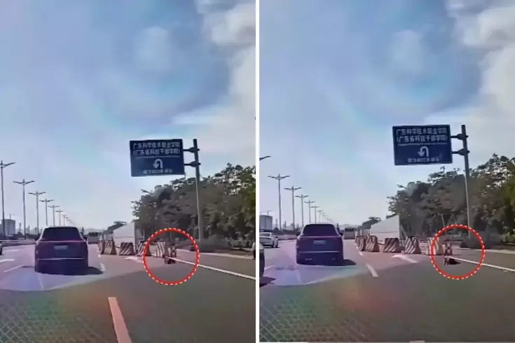 Yüreklerin ağızlara geldiği an! Küçük çocuk emekleyerek otobana çıktı