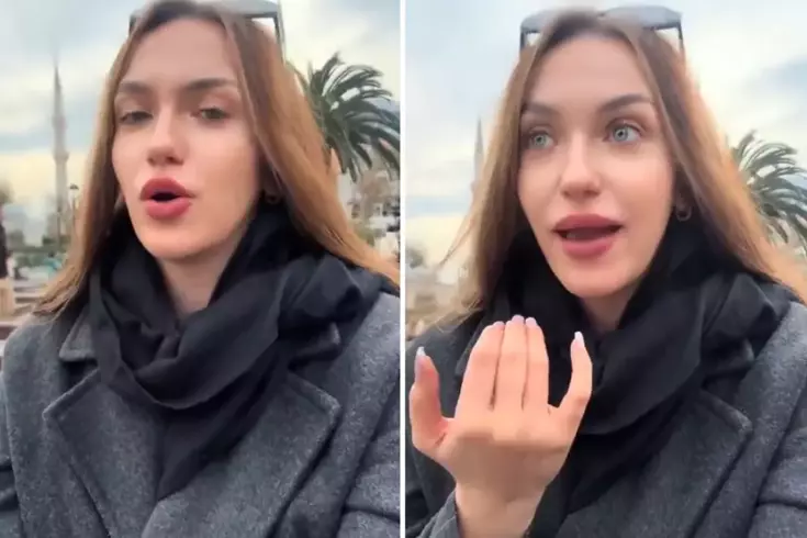 Ukraynalı genç kız, video çekerek Ayasofya'daki uygulamaya tepki gösterdi