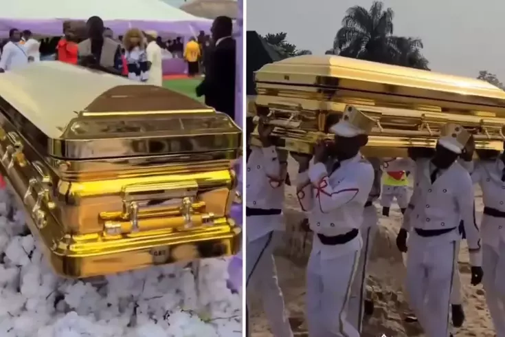 104 yaşındaki annesini altın tabutta defnetti