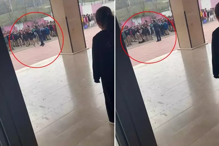 İnfial yaratan görüntü! Okul müdürü yakasından tuttuğu öğrenciyi yere savurdu