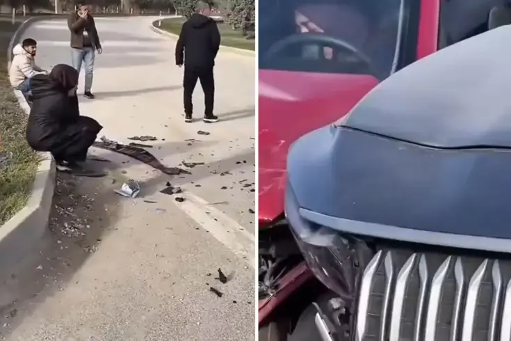 Direksiyon sınavında kurs aracı TOGG ile çarpıştı, sonuç inanılmaz