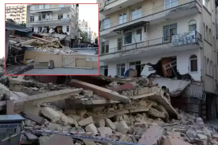 Faciaya ramak kaldı! Yıkılan bina apartmanın üzerine düştü