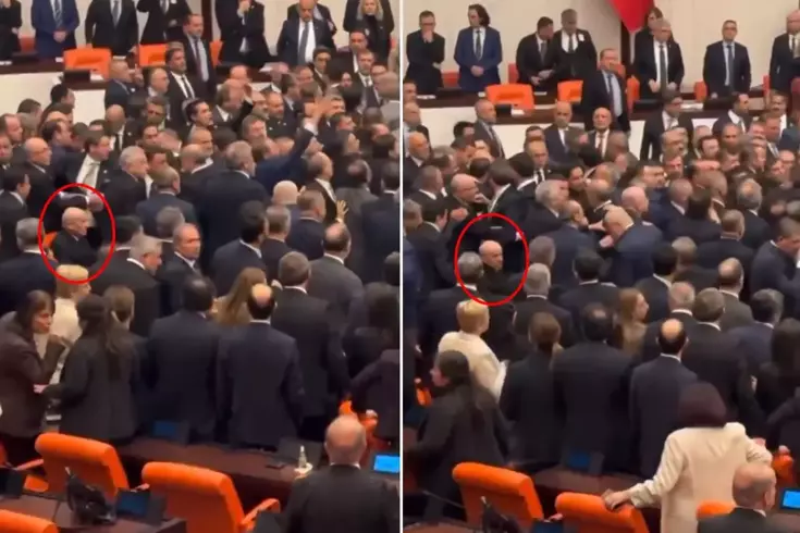 Meclis'teki yumruklu kavga esnasında dikkat çeken görüntü