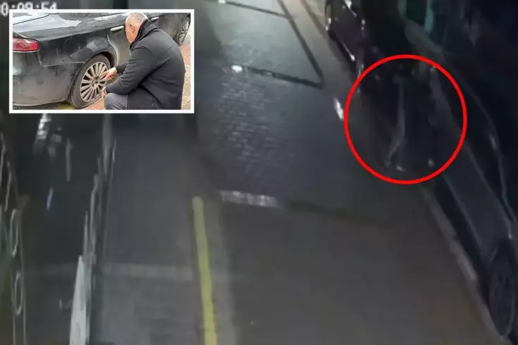 Alanya'da yaklaşık 20 aracın lastiklerinin kesilmesi güvenlik kamerasında