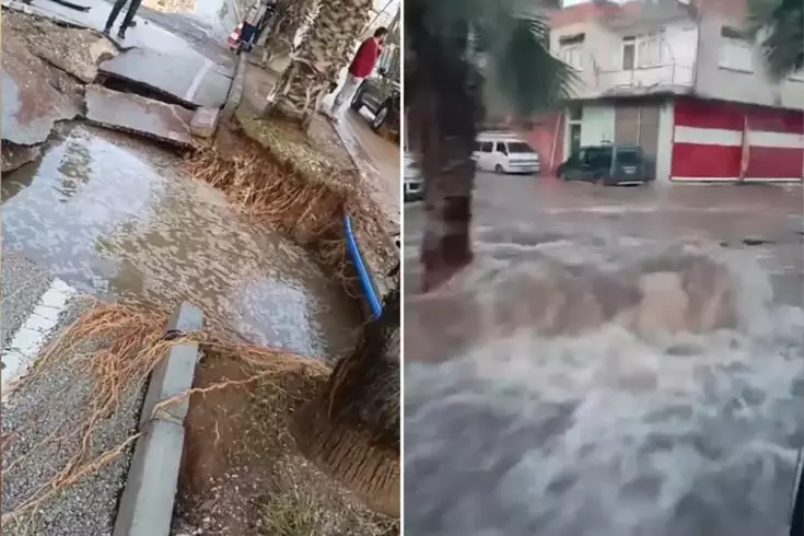 İçme suyu borusu patladı: 3 mahalle göle döndü, yol çöktü