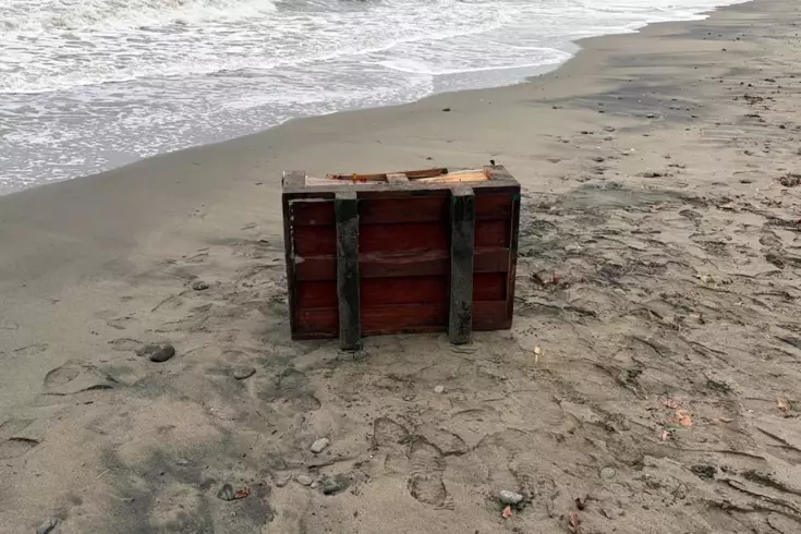 Sahile vuran gizemli sandık ekipleri alarma geçirdi! Üzerindeki yazılar incelenecek