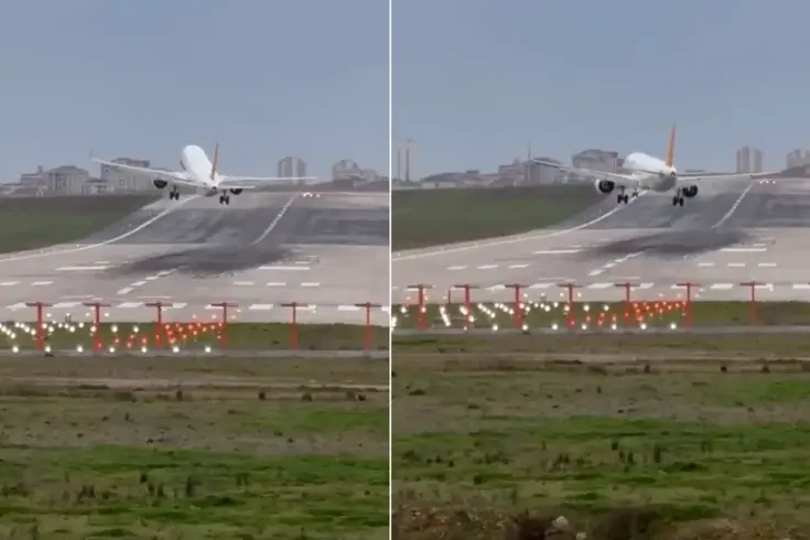 Görüntü Sabiha Gökçen'den! Uçak pistin üzerinde askıda kaldı