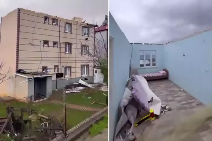 Görüntüler korkunç! Çatısı uçan ev savaş alanına döndü