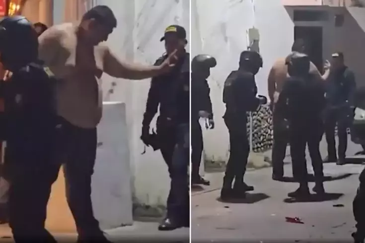 Çevredekilere saldıran şahsı, 9 polis güçlükle gözaltına aldı