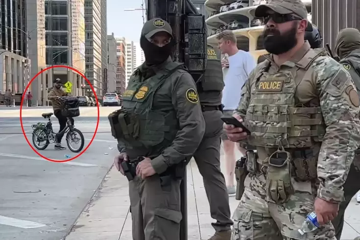 Трамп полицейские преследовали человека, который им что-то кричал, но не смогли его поймать.