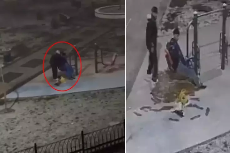 Karla kaplı parkta ilginç görüntü! 2 genç kameraya böyle yansıdı