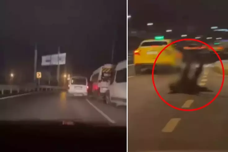 Esrarengiz anlar! Park halindeki minibüslere çarpıp yere yığıldı